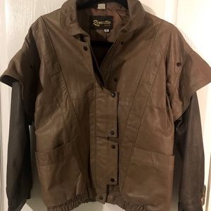 Vintage Tan Leather Jacket, Size 12/ L